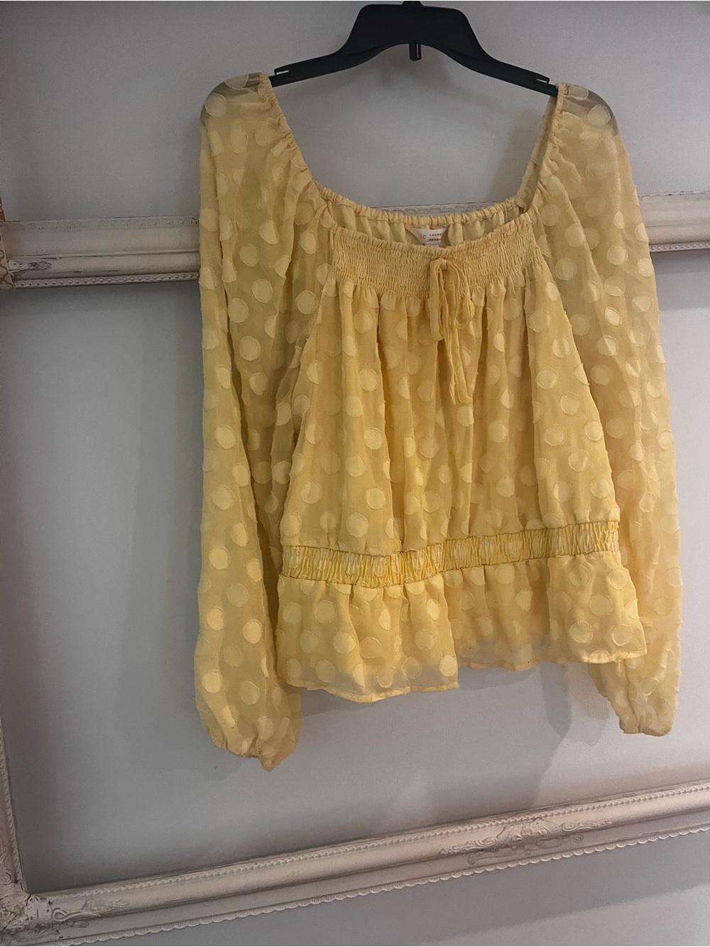 LC Lauren Conrad Yellow Polka Dot Peasant Blouse